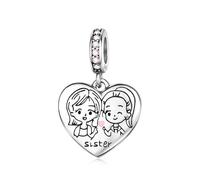 Amuefer S925 Silber Sterling Silver Charm Schwester Schwestern Sister Sisters Beste Freundin Passend für Pandora Armbänder, Geschenk zum Geburtstag Jahrestag Valentinstag Weihnachten für Frauen