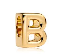 Amuefer Silber Charm 14K Vergoldet Gold Plated Buchstaben Letter B Brief gold Passend für Pandora Armbänder, Geschenk zum Geburtstag Jahrestag Muttertag Valentinstag für Frauen Mama Tochter