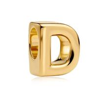 Amuefer Silber Charm 14K Vergoldet Gold Plated Buchstaben Letter D Brief gold Passend für Pandora Armbänder, Geschenk zum Geburtstag Jahrestag Muttertag Valentinstag für Frauen Mama Tochter