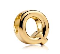 Amuefer Silber Charm 14K Vergoldet Gold Plated Buchstaben Letter Q Brief gold Passend für Pandora Armbänder, Geschenk zum Geburtstag Jahrestag Muttertag Valentinstag für Frauen Mama Tochter