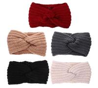 AMUSLESUR 5 Stück pack Damen Winter Strickstirnbänder aus Wolle Gehäkelte Ohrenwärmer Weiche Stirnbänder für Kaltes Wetter Waschbare Haarbänder für Alltag und Party