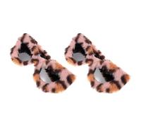 AMUSLESUR Flauschige Katzenaugen Sonnenbrillen mit Leopardenmuster 2 Stück pack Coole Sonnenbrille im 90 Stück jahre Stil UV Schutz und Tragbar für Damen im Sommer