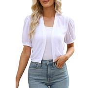 Amxleh Damen Chiffon Festlich Schulterjacke Halbarm Elegant Kurze Cardigan Leichte Dünn Bolerojacke Langarm Mantel Weiches Jäckchen zum Kleid Top für Herbst Frühling