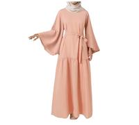 Amxleh Muslimische Kleider Damen Gebetskleidung Abaya Offene Longstrickjacke Damen mit Buckel Beten Kleidung für Frauen Langarm Islamische Türkische Ramadan Ganzkörper Lang Gebetskleid