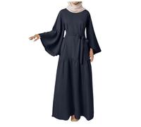 Amxleh Muslimische Kleider für Damen Abaya Offene Longstrickjacke Damen mit Buckel Beten Kleidung für Frauen Langarm Islamische Türkische Ramadan Ganzkörper Lang Gebetskleid