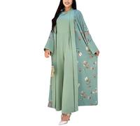 Amxleh Muslimische Kleider für Damen Kleidung Dubai Abaya Türkische Jilbab für Ramadan Ganzkörper Mubarak Kaftan Kleid Elegant Islamische Lang Gebetskleid Damen Vintage Gebetskleidung Outfit