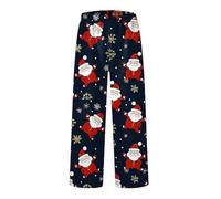 Amxleh Pyjama Hosen Damen Pyjamahose Lang Flanell Schlafanzug Hose Schlafanzughose Damen Lang Weihnachts Druckte Winter Pyjamahose Cartoon Kawaii Kuschelig Weich Bequeme Warme Casual Home Schlafhose