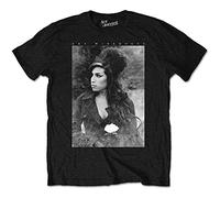 Amy Winehouse T Shirt Flower Portrait Band Logo offiziell Unisex Schwarz L