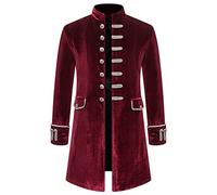 AmyGline Herren Mantel Frack Jacke Steampunk Gothic Gehrock Uniform Smoking Kostüm Party Oberbekleidung Abendkleid Anzug Sakkos Retro Mäntel Männer