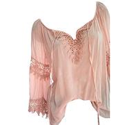 AmyGline Oberteile Damen Bluse Groß Größe Schulterfrei Spitze Einfarbig V Ausschnitt Kurzarm Hemd T-Shirt Top Freizeitbluse Sommerblusen Hemden Shirt