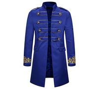 AmyGline Steampunk Herren Mantel Vintage Frack Jacke Gothic Smocking Gehrock Stehkragen Anzug Abendkleid Uniform Gestickter Knopf Mäntel Cosplay Kostüm