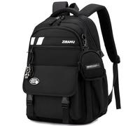 Amythe 2025 Schulrucksack Jungen Teenager, Groß Rucksack Schule Lässiger Oberstufe Schulranzen Wasserabweisend für 15.6" Laptop, Schultasche 27L Schultasche 27L-Schwarz