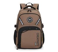 Amythe 2026 Schulrucksack Jungen Teenager, Groß Rucksack Schule Oberstufe Schultasche Junior mit Reflektoren und Laptopfach, Wasserdicht Schulranzen für Schule & Freizeit, Braun