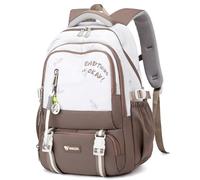 Amythe Rucksack Teenager, 36L Schulrucksack für Mädchen 3. - 9. klasse, Großer Stilvolle Tagesrucksack passt 16-Zoll-Laptop für Mädchen Damen, Lässig Schulranzen, Geeignet für Trolley, Braun