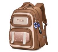 Amythe Schulranzen Jungen, Ergonomisch Rucksack Schule Kinder Schultasche mit Reflektierend, Schulrucksack Grundschule aus Oxford-Stoff für Junge 1-4. Klasse, 22 Liter, Braun
