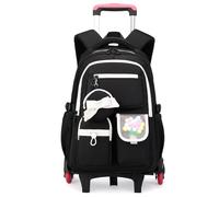 Amythe Schulranzen Mädchen mit Trolley, Schultrolley 6 Räder, Schulstart | Schulrucksack mit Rollen für Teenager Mittelschule - Abnehmbar Lässig Großer Schultasche mit Rädern für Mädchen ab 9 Jahre
