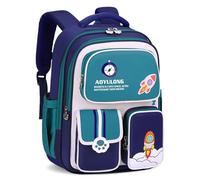 Amythe Schulrucksack Jungen 1-5. Klasse, 2025 Ergonomisch Rucksack Schule Kinder 6-12 Jahre Schulranzen mit Reflektierend 26L-Blau