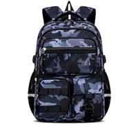 Amythe Schulrucksack Jungen Rucksack Kinder, 22L Atmungsaktiv Schultasche Grundschule für Junge 1-5. Klasse, Wasserabweisender Camouflage School Bag aus Oxford-Stoff, Marineblau