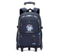 Amythe Schulrucksack mit Rollen für Jungen, 28L Rucksack Trolley für Kinder Teenager, 16 Zoll Lässiger Schultasche für Jungen Schultrolley für Schule Freizeit Reisen, 6 Rädern, Blau