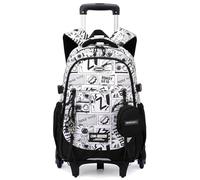 Amythe Schulrucksack mit Rollen für Jungen, 6-Rad Abnehmbarer Trolley Schulranzen, Lässig Rucksack Großes Volumen für Laptop, Wasserabweisender Schultasche für Jungen ab 13 Jahre