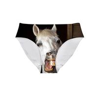 Amzbeauty Pferdeslip für Damen, Mädchen, Damen, lustiger 3D-Tierdruck, Unterwäsche, Unterhose, Höschen, Bikini, Geschenk für Junggesellinnenabschied, mehrfarbig, mehrfarbig, L