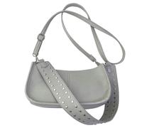 AMZLORD Unterarm-Umhängetasche, verstellbarer Riemen, Vintage-Achseltasche, Damen-Retro-Umhängetasche, Nietendekor, Leder-Einkaufstasche, Mädchen, stilvolle Geldbörse (grau)