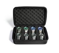 AMZSAFE Uhrenbox mit 8 Fächern, Hartschalen-Organizer für Herrenuhren, Uhren-Display-Organisationshalter mit formschönem Uhrenkissen