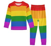 Anantty Kinder Schlafanzug Set Bunt Regenbogen Baumwolle Langarm Nachtwäsche Zweiteiliger Pyjama Sets für Mädchen Jungen