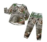Anantty Kinder Schlafanzug-Set Tier Koala Pyjama Woman Set, Lang Nachtwäsche Hausanzug Negligee Sleepwear für Jungen Mädchen