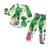 Anantty Kinder Schlafanzug-Set Tropisch Vogel Ara Papagei Pyjama Woman Set, Lang Nachtwäsche Hausanzug Negligee Sleepwear für Jungen Mädchen