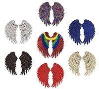 Anawakia Aufnäher Bügelbild Aufbügler Bügeleisen auf Patches Pailletten Stickerei Applikation Engel Flügel Muster für T-Shirt Jeans Kleidung Taschen 1 Paar (7 PCS,S 26 * 13cm)