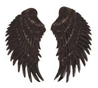 Anawakia Aufnäher Bügelbild Aufbügler Bügeleisen auf Patches Pailletten Stickerei Applikation Engel Flügel Muster für T-Shirt Jeans Kleidung Taschen 1 Paar (Schwarz,L 34.5 * 16cm)