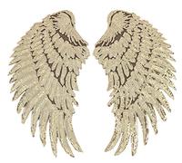 Anawakia Aufnäher Bügelbild Aufbügler Bügeleisen auf Patches Pailletten Stickerei Applikation Engel Flügel Muster für T-Shirt Jeans Kleidung Taschen 1 Paar (Gold,S 26 * 13cm)
