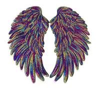 Anawakia Aufnäher Bügelbild Aufbügler Bügeleisen auf Patches Pailletten Stickerei Applikation Engel Flügel Muster für T-Shirt Jeans Kleidung Taschen 1 Paar (Bunt a,S 26 * 13cm)