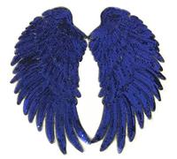 Anawakia Aufnäher Bügelbild Aufbügler Bügeleisen auf Patches Pailletten Stickerei Applikation Engel Flügel Muster für T-Shirt Jeans Kleidung Taschen 1 Paar (Blau,S 26 * 13cm)