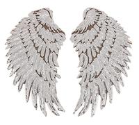 Anawakia Aufnäher Bügelbild Aufbügler Bügeleisen auf Patches Pailletten Stickerei Applikation Engel Flügel Muster für T-Shirt Jeans Kleidung Taschen 1 Paar (Silber,S 26 * 13cm)