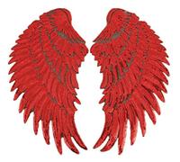 Anawakia Aufnäher Bügelbild Aufbügler Bügeleisen auf Patches Pailletten Stickerei Applikation Engel Flügel Muster für T-Shirt Jeans Kleidung Taschen 1 Paar (Rot,S 26 * 13cm)
