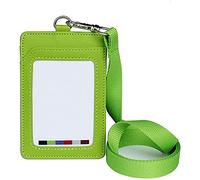 Anawakia Ausweishalter Kartenhülle Vertikale Ausweishülle Namensschild Kunstleder Kartenhalter Ausweishülle Kartenhalter ID Abzeichen Halter mit abnehmbarem Hals Lanyard (Grün,1 pcs)
