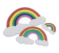 Anawakia Glitzer Regenbogen Aufnäher Aufbügler Iron on Patches Applikation Pailletten Regenbogen Sticker Bügelbilder (S M L)