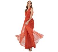Anaya with Love Damen Ladies Maxi Dress For Women Long V Neck Frilly Faux Wrap For Wedding Guest Prom Evening Gown Br Kleid, Cinnamon, EU 48