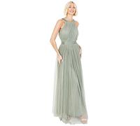 Anaya with Love Damen Ladies Maxi Dress Women Halter Neck Long Sleeveless with Belt A Line Evening Gown Ball Prom Wedding Guest Bridesmaid Kleid, Forest Green, 50