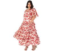 Anaya with Love Damen Ladies Midaxi Dress For Women V Neckline Flutter Short Sleeve Ruffle Tiered For Wedding Guest Evenin Kleid, Floral, 34 EU