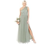 Anaya with Love Damen Womens Ladies Maxi One Cold Shoulder Dress with Slit Split Sleeveless Prom Wedding Guest Bridesmaid Ball Evening Gown Kleid, Forest Green, 36 EU