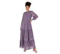 Anaya with Love Damen Women's Maxi Dress Ladies Long Sleeves Round Neck Keyhole Lace High Waist Empire A-line for Wedding Guest Evening Kleid, Dusty Lavender,
