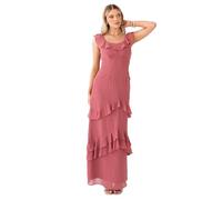 Anaya with Love Damen Women's Maxi Dress Ladies Round Neck Sleeveless Frill Detail Ruffle Tiers Bridesmaid Evening Gown Prom Occasionwear Dress (1er Pack)