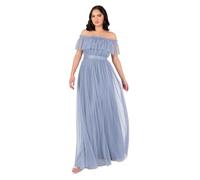 Anaya with Love Damen Women's Maxi Dress Ladies Sleeveless Off Shoulder Bardot Neckline Tulle Sash Tie Belt A-line Bridesmaid Wedding Guest Dress (1er Pack)