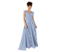 Anaya with Love Damen Women's Maxi Dress Ladies Sleeveless V-Neck Waterfall Ruffle Lace for Wedding Guest Bridesmaid Evening Prom Ball Gown Kleid, Dusty Blue,