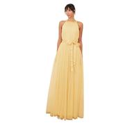 Anaya with Love Ladies Maxi Dress for Women Halter Neck Long Sleeveless with Belt A Line Evening Gown Ball Prom Wedding Guest Bridesmaid, Buttergelb 48