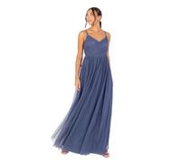 Anaya with Love Women's Maxi Dress Ladies Recycled V-Neck Sleeveless Strappy Backless A-line Tulle Bridesmaid Wedding Guest Evening Gown, Indigoblau 44