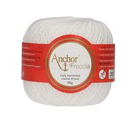 Anchor Tapisserie Wool Häkelgarn Freccia Stärke 8 Weiß 100 % Baumwolle 4771008-07901